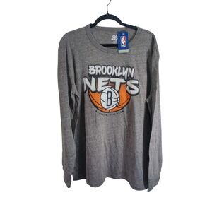 Blue84 Mens Brooklyn Nets Long Sleeve T Shirt Gray XL NBA Basketball Fan Gear